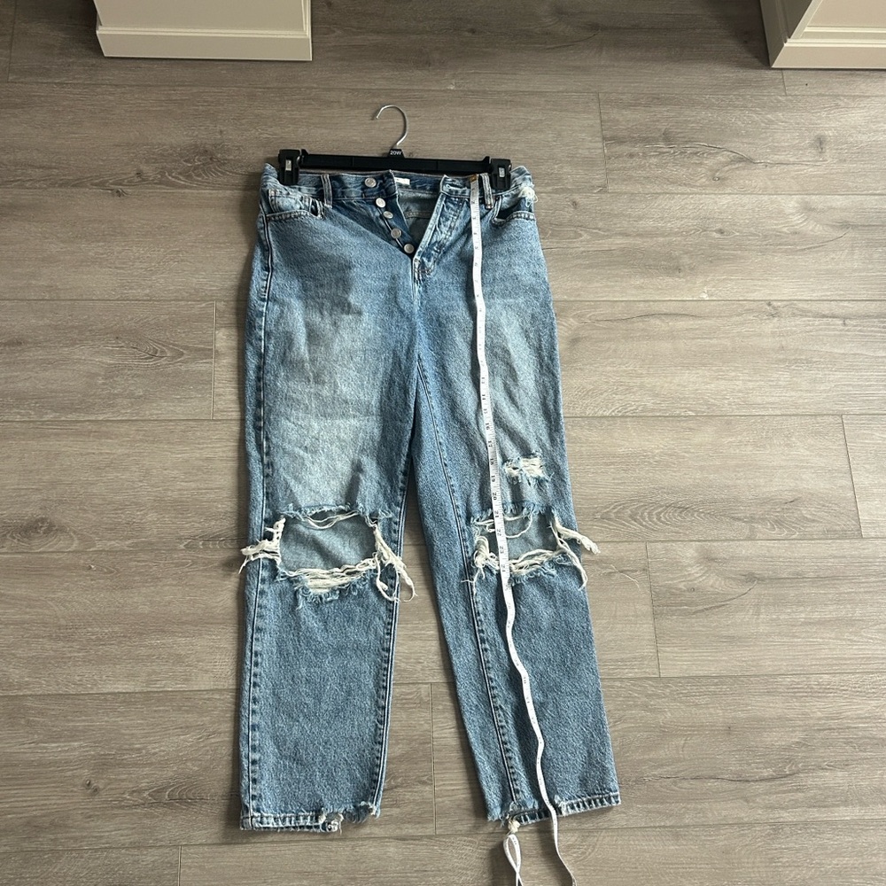 PacSun High Rise Straight Distressed Blue Denim Jeans Size 25 - Picture 10 of 12